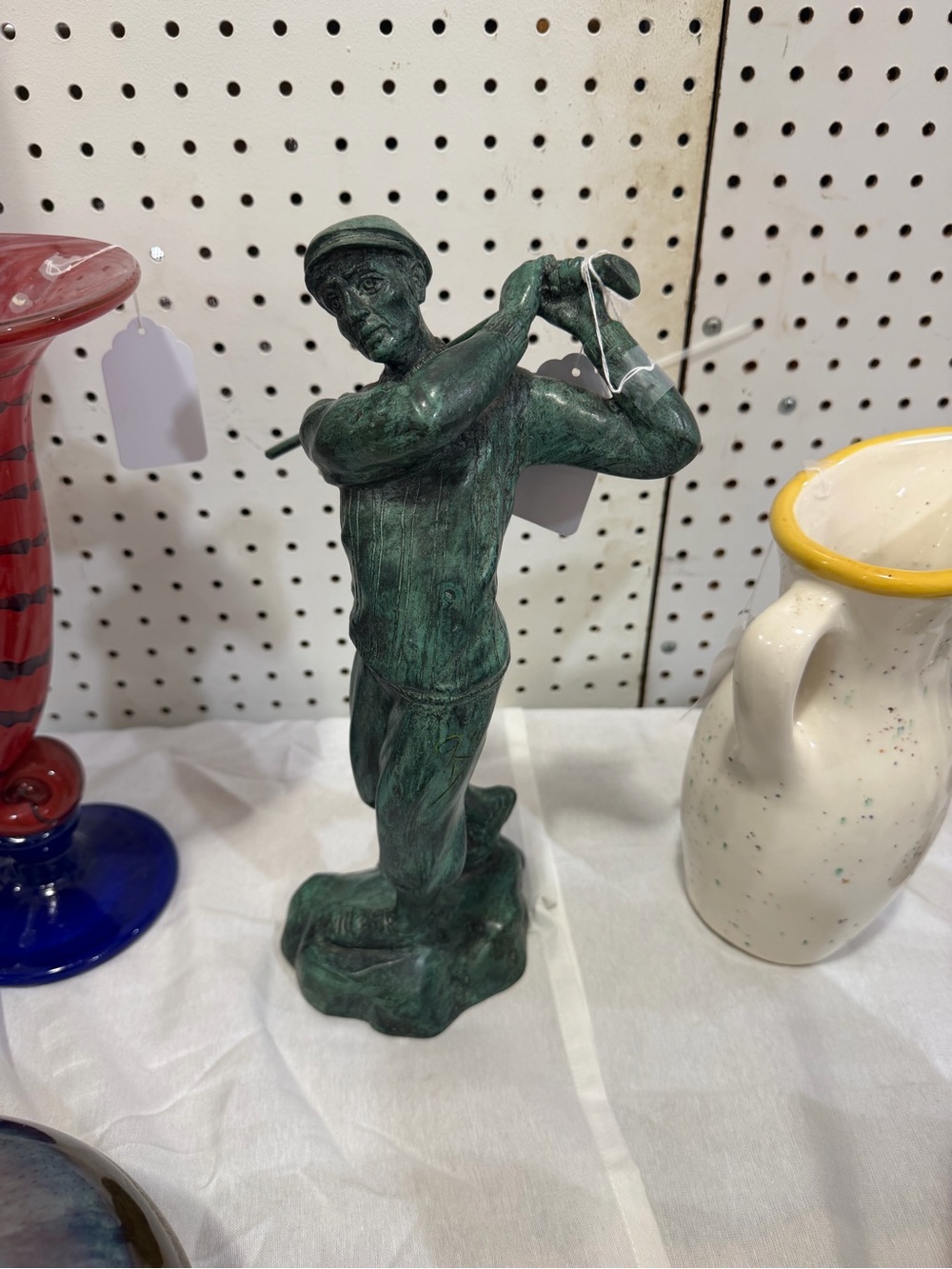 MAITLAND SMITH LTD Handmade Bronze Golfer Statue Sculpture Figure 14" Tall